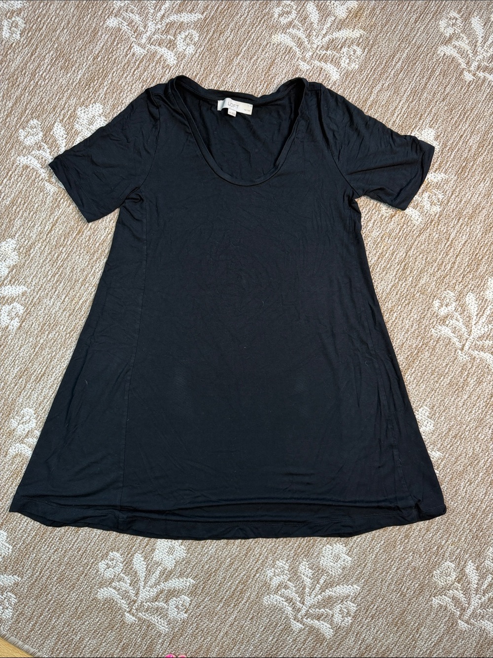 LOFT Black Scoop Neck Short Sleeve Tunic